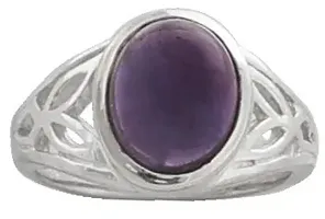 Exotic India Sterling Silver Ring Studded with Amethyst Stone-thumb1