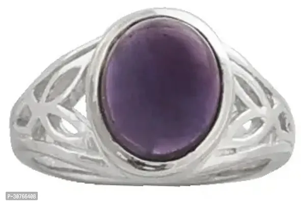 Exotic India Sterling Silver Ring Studded with Amethyst Stone-thumb2