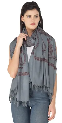 Exotic India Folkstone Gray Lord Ganesha Hindu Prayer Shawl from Banaras-thumb1