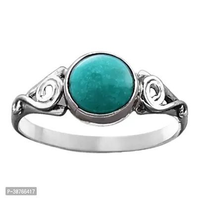 Exotic India Designer Sterling Silver Ring with Reconstituted Turquoise Stone-thumb3