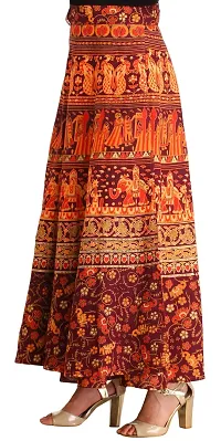 Decadent Chocolate Wrap-around Long Skirt with Printed Wedding Scenes-thumb1