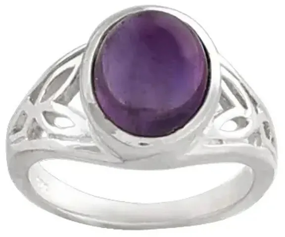 Exotic India Sterling Ring Studded with Amethyst Stone