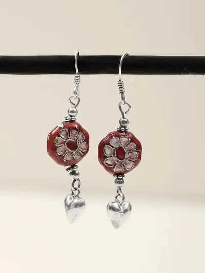 Exotic India Floral Design Sterling Dangle Earring