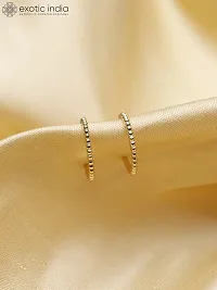 Exotic India Sterling Silver Gold-Plated Dot Hoop Earrings-thumb3