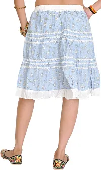 Powder-Blue And White Short Skirt With Printed Flowers And Lace-thumb1