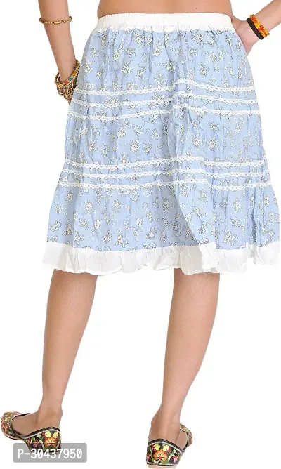 Powder-Blue And White Short Skirt With Printed Flowers And Lace-thumb2