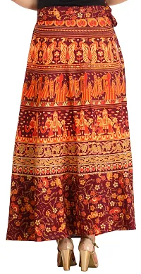 Decadent Chocolate Wrap-around Long Skirt with Printed Wedding Scenes-thumb3