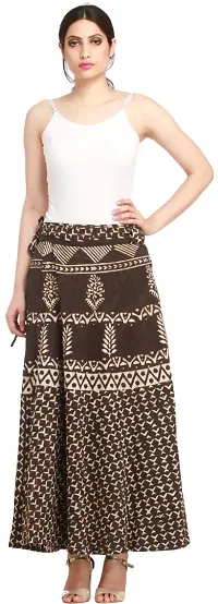 Coffee-Bean Wrap-Around Long Skirt from Pilkhuwa with Bagdoo Print-thumb3