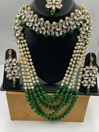 Party Wear Alloy Pearl Layered Jewellery Sets