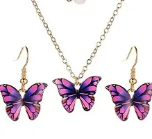 AB Beauty House Butterfly Necklace Earrings purple-thumb2