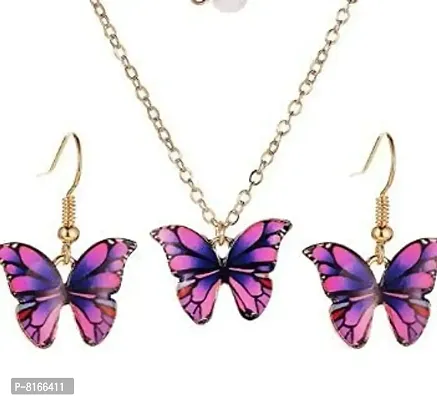 AB Beauty House Butterfly Necklace Earrings purple-thumb3