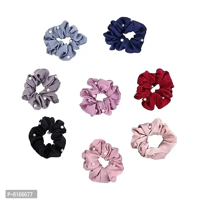 "AB Beauty House? Satin Scrunchies For Hair,6 Pcs plains Soft Elastic Hair Band Set For Women Or Girls Hair Accessories (stone Satin Scrunchies)"