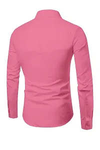 Reliable Pink Cotton Solid Long Sleeves Casual Shirt For Men-thumb1