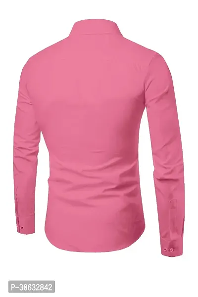 Reliable Pink Cotton Solid Long Sleeves Casual Shirt For Men-thumb2