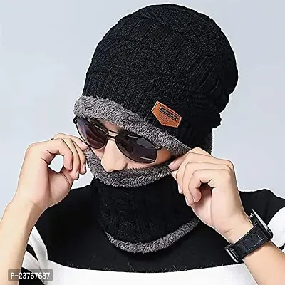 Classy Woolen Beanie Cap with Neck Warmer for Unisex-thumb5