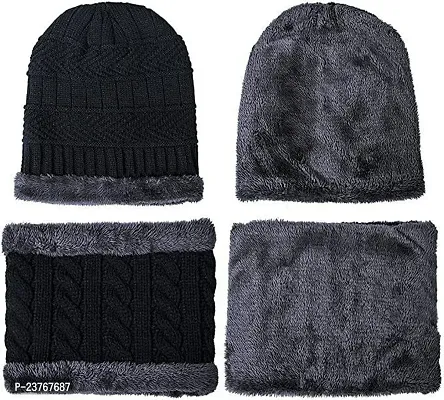 Classy Woolen Beanie Cap with Neck Warmer for Unisex-thumb4