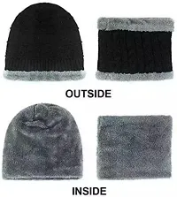 Classy Woolen Beanie Cap with Neck Warmer for Unisex-thumb2