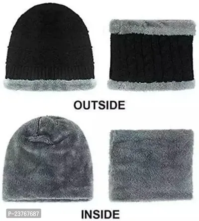 Classy Woolen Beanie Cap with Neck Warmer for Unisex-thumb3