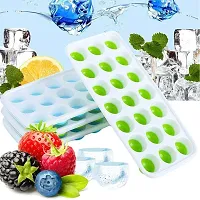 Atipriya 2pc 21 Cavity Pop Up Ice Cube Trays with Lid for Freezer with Easy Release Flexible Silicone Bottom, Stackable, 100% BPA Free, Food Grade (Green/Blue)-thumb2