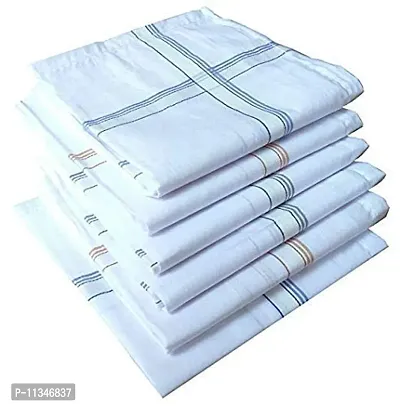 ATIPRIYA White Cotton Gents Men Hanky Handkerchief (Full Size) (Pack of 6)-thumb4