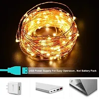 Atipriya 10 m 100 LED's Waterproof Fairy Decorative String Light USB Powered 3 Copper Wires Home DIY Indoor/Outdoor for Party Diwali Interior Decoration (Warm White)-thumb4