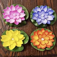 Atipriya Lotus Flower Floating Diya Set with Water Sensor (Set of 4) | Multicolour | No Electricitry Needed | Artificial but Natural Looking Flower with led Light, Best for Diwali Purpose-thumb2