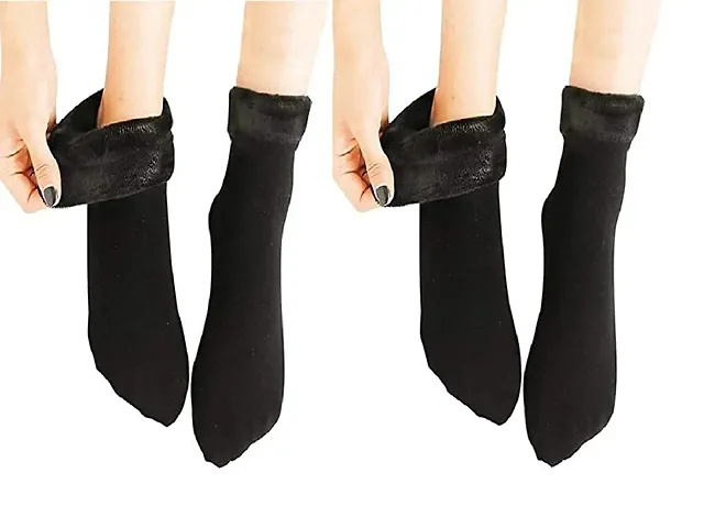 Atipriya Men's| Women's Soft Warm Cozy Fully Stretchable Faux Fur Velvet Socks Without Thumb (Pack of 2 pair)