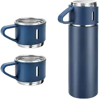 Atipriya Latest Steel Vacuum Flask Set with 3 Steel Cups Combo - 500ml - Hermrfic - Odorless - Keeps HOT/Cold | Ideal Gift for Winter - Housewarming Random Color-thumb2
