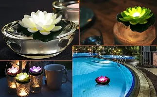 Atipriya Lotus Flower Floating Diya Set with Water Sensor (Set of 4) | Multicolour | No Electricitry Needed | Artificial but Natural Looking Flower with led Light, Best for Diwali Purpose-thumb1