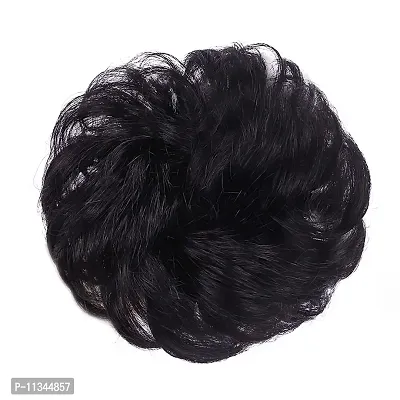Atipriya Messy Bun Hair Piece Hair Extension With Elastic Rubber Band Hairpiece Synthetic Hair Scrunchies Hair Piece for Women Girls (Black)-thumb0