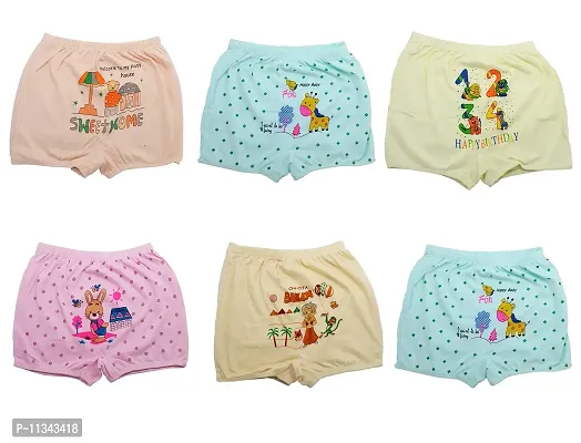 Yuneek Unisex-Baby Cotton Bloomer/Brief (Pack of 6) (Yu-Coloured-Tarzan-6cm-45_Multicolor_6 Months-12 Months)