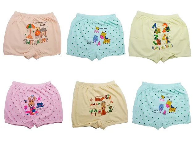 Yuneek Unisex-Baby Bloomer/Brief (Pack of 6) (Yu-Coloured-Tarzan-6cm-45_Multicolor_6 Months-12 Months)