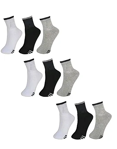 Atipriya Men All Purpose Solid Color Formal Casual Sports Athletic Gym Workout Running Ankle Length Opaque Socks (Pack of 9)