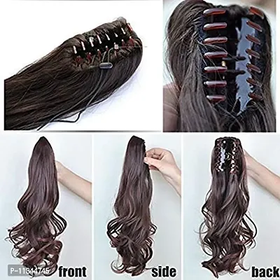 Atipriya Hair Extensions And Wigs Ponytails Hairpiece Wavy Claw Clip Ponytail Hair Extensions 22 inch (180g, Black)-thumb2