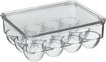 Atipriya Stackable Acrylic Covered Egg Storage Box | Egg Trays for Refrigerator | Carrier Bin | Holds 12 Eggs | 1 Pack | Clear-thumb3