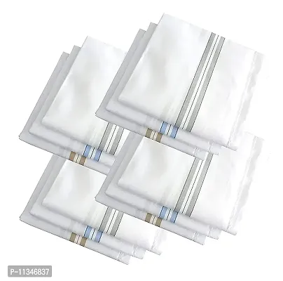 ATIPRIYA White Cotton Gents Men Hanky Handkerchief (Full Size) (Pack of 6)