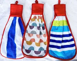 Atipriya Hanging Cotton 3 Pieces Cotton Washbasin Napkin/Hand Towel for Kitchen and Bathroom (Multicolor)-thumb3