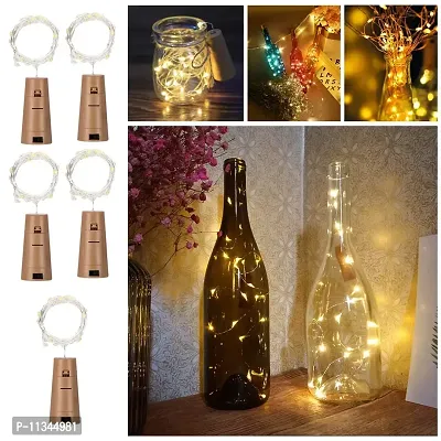 Atipriya 5Pcs Wine Bottle Lights with Cork Copper Wire Lights,2M Battery Operated Fairy Light for Diwali, Christmas, Bride to Be, Birthday (LED, Warm White), Pack of 5-thumb0