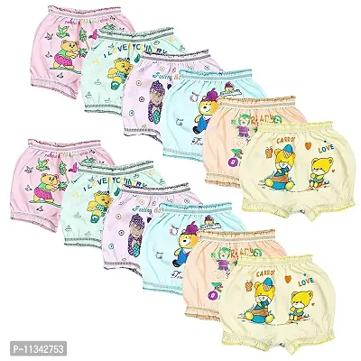 Atipriya Cotton Printed Baby Drawer Bloomers Kids Panty Brif Toddler Inner wear Pack of 12, Multicolor-thumb0