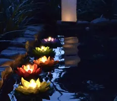 Atipriya Lotus Flower Floating Diya Set with Water Sensor (Set of 4) | Multicolour | No Electricitry Needed | Artificial but Natural Looking Flower with led Light, Best for Diwali Purpose-thumb4