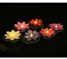 Atipriya Lotus Flower Floating Diya Set with Water Sensor (Set of 4) | Multicolour | No Electricitry Needed | Artificial but Natural Looking Flower with led Light, Best for Diwali Purpose-thumb3