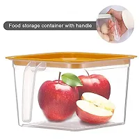 Atipriya Kitchen Food Container Box Fridge Storage with Lid and Handle, Plastic Clear Square Organizer Box to Keep Fresh for Produce, Fruits, Vegetables, Meat (1100 ml), Pack of 1 Multicolor-thumb2