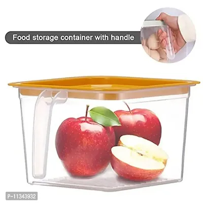 Atipriya Kitchen Food Container Box Fridge Storage with Lid and Handle, Plastic Clear Square Organizer Box to Keep Fresh for Produce, Fruits, Vegetables, Meat (1100 ml), Pack of 1 Multicolor-thumb3