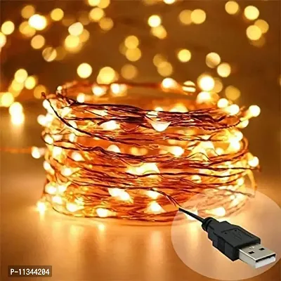 Atipriya 10 m 100 LED's Waterproof Fairy Decorative String Light USB Powered 3 Copper Wires Home DIY Indoor/Outdoor for Party Diwali Interior Decoration (Warm White)