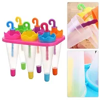 Atipriya Umbrella Style Ice Candy Popsicle Mold & Kulfi Frozen Colorful Stick Ice Cream Mould Yogurt Maker Ice Cube Transparent Tray 6 Pcs(Pack of 1, Multicolor)-thumb3