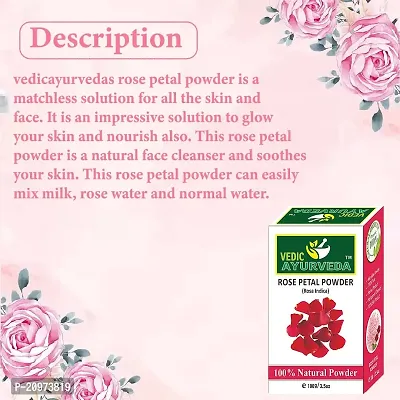 Vedicayurvedas Rose Petals Powder- Bio-Organic and Natural/ 100% Pure Rose Petals Powder for Skin-Care and Face Pack for Fairness - (Pack of 1)-(100gm)-thumb5