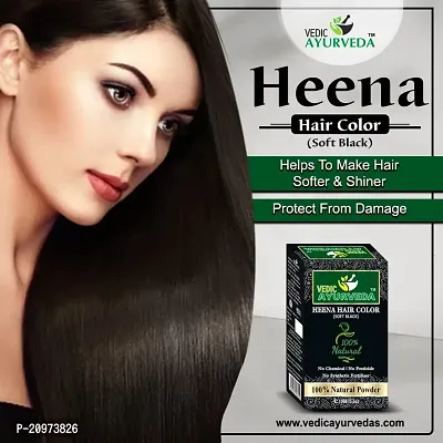 VedicAyurveda Natural Soft Black Henna Hair Color, Natural Henna Hair Color/ 100% Natural Powder (Soft Black)(100 GM)/Healthy, Voluminous and Nourished Hair.-thumb4