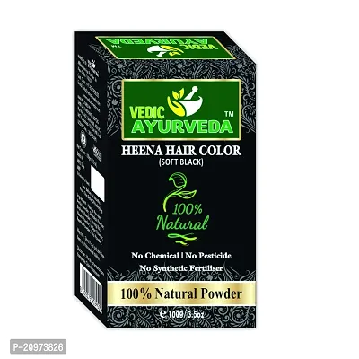 VedicAyurveda Natural Soft Black Henna Hair Color, Natural Henna Hair Color/ 100% Natural Powder (Soft Black)(100 GM)/Healthy, Voluminous and Nourished Hair.