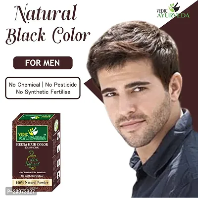 VEDICAYURVEDA Bio-Organic and Natural 100% Pure Dark Brown Hair Color Henna, No Ammonia No Chemical For Smooth and Silky Hairs, Organic and Chemical Less Henna Natural color (100GM)-thumb5