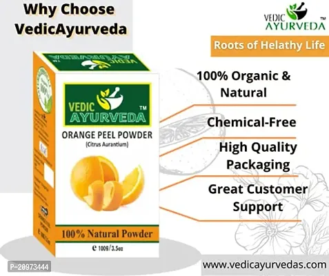 VEDICAYURVEDA Orange Peel powder- Bio-Organic and Natural 100% Pure Orange Peel Powder/For Oil control and Best for skin/- (100 gm)-(Pack of 1)/ Complete natural Skin care-thumb2